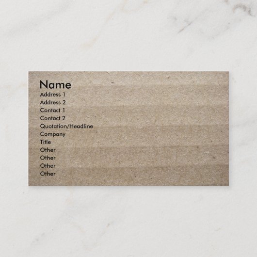 ボール紙およびパッキングピーナツ 名刺 (正面)