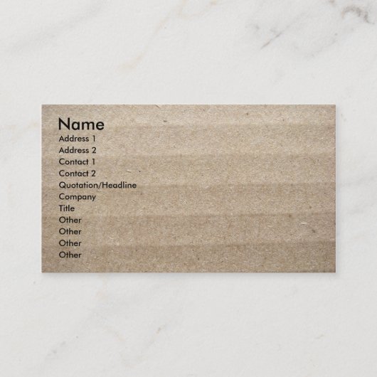 ボール紙およびパッキングピーナツ 名刺 (正面)