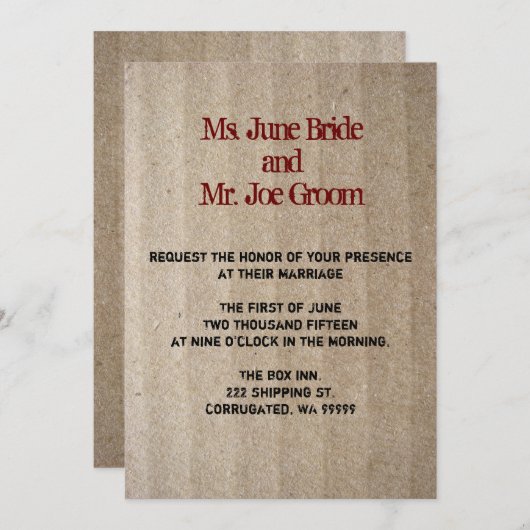 ボール紙の錯覚の結婚式招待状 招待状 (正面/裏面)