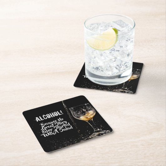 ボール紙の飲み物のコースターの深遠な飲む引用文 スクエアペーパーコースター (インサイチュ)