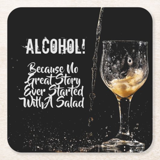 ボール紙の飲み物のコースターの深遠な飲む引用文 スクエアペーパーコースター (正面)