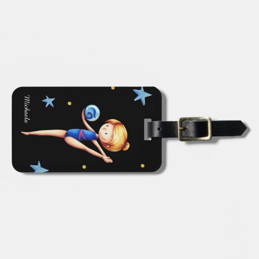 ボール荷物で新体操する女の子 ラゲッジタグ (正面横)