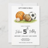ボール誕生日招待状スポーツ大会 招待状 (正面)