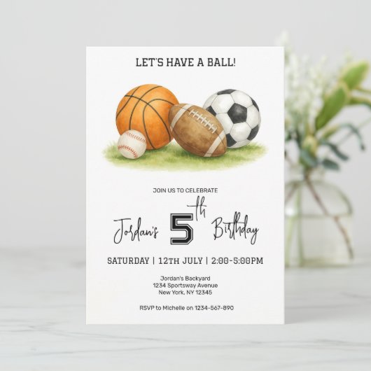 ボール誕生日招待状スポーツ大会 招待状 (スタンド正面)