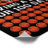 ボール100日バスケットボールの子供の頭が切れる男の子 ポスター (角)