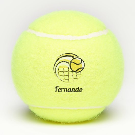 ボール&エレガントネットアイコン選手コーチ子供の名前おもしろい テニスボール (裏面)