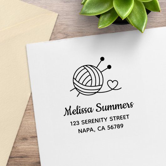 ボール・オブ・編み物・ヤーン・クラフト・アドレス ラバースタンプ