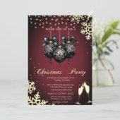 ボール、雪片、グラス、レッドカンパニークリスマス 招待状 (スタンド正面)