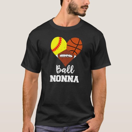 ボールNonnaハートソフトボールBasketball Football Non Tシャツ (正面)