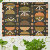 ボーレトロボウルのラインダークアースのトーン キッチンタオル (折り畳み)