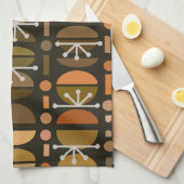 ボーレトロボウルのラインダークアースのトーン キッチンタオル (四つ折り)