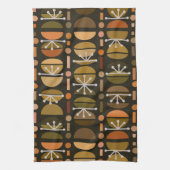 ボーレトロボウルのラインダークアースのトーン キッチンタオル (縦)