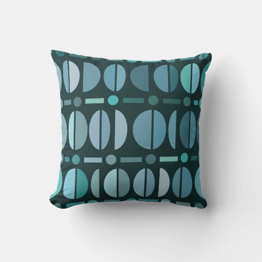 ボーレトロ丼パターンティール(緑がかった色) クッション (正面)