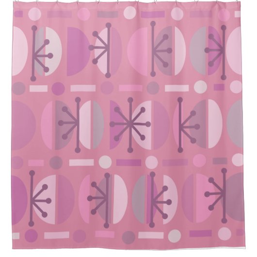 ボーレトロ丼ラインピンク シャワーカーテン (正面)