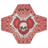 ボーンの赤いハートのスカル白抽象芸術線 サッカーボール (フラット)