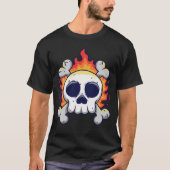 ボーンを交差させた炎のスカル Tシャツ (正面)