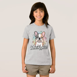 ボーンアペティ – かわいいフランスのズブルドッグホールディングボーン トライブレンドTシャツ