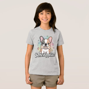ボーンアペティ – かわいいフランスのズブルドッグホールディングボーン トライブレンドTシャツ