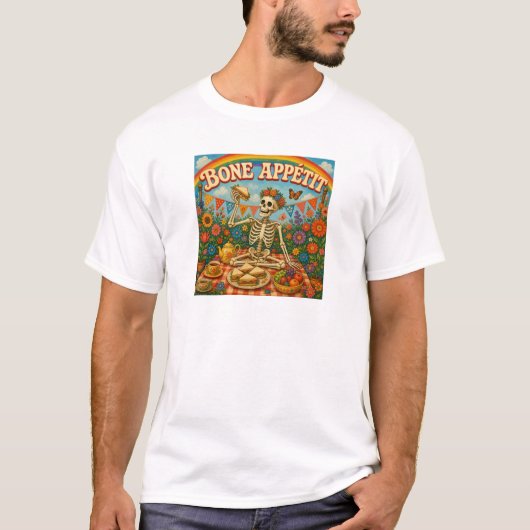ボーンアペティ!スケルトンのピクニック Tシャツ (正面)