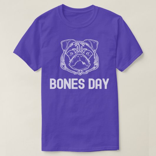 ボーンズおもしろいデイPUG Tシャツ (デザイン正面)