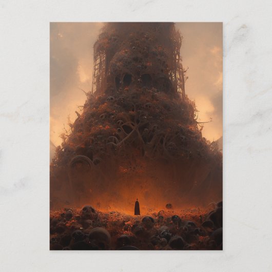 ボーンズ製タワー暗いファンタジーアート ポストカード (正面)