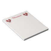 ボーンハートで囲まれた暗赤色ゴシックスカル ノートパッド (アングル)