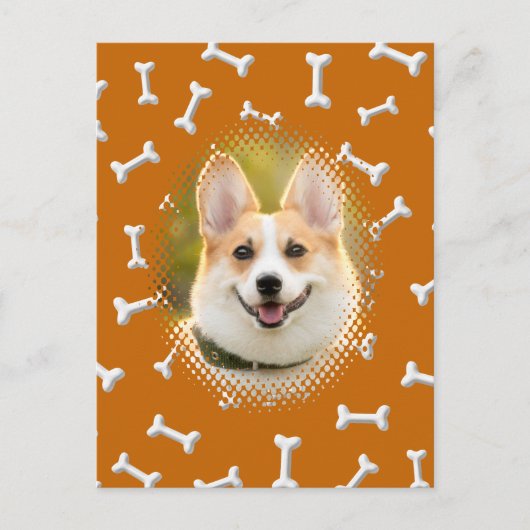 ボーンパターンドッグフレームアート ポストカード (正面)