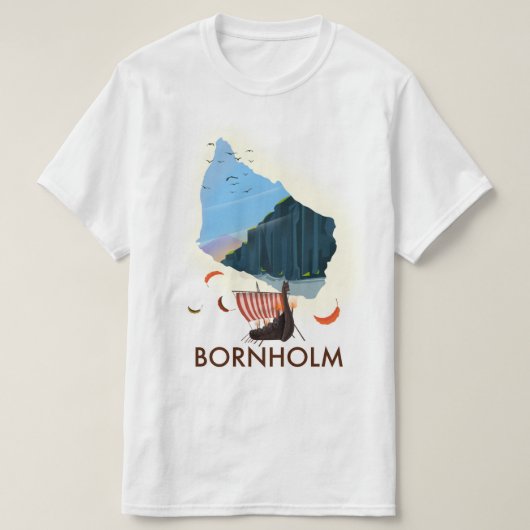 ボーンホルム島ヴァイキング地図 Tシャツ (デザイン正面)