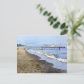 ボーンマスビーチの水彩画の休暇用ポストカード ポストカード (スタンド正面)