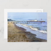 ボーンマスビーチの水彩画の休暇用ポストカード ポストカード (正面/裏面)