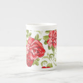 ボーン中国マグヴィンテージレッドローズ ボーンチャイナマグカップ (正面)