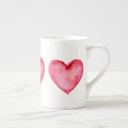 ボーン中国マグ – 大きな赤いハート ボーンチャイナマグカップ (右)