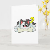 ボーン付き猫 カード (黄色い花)