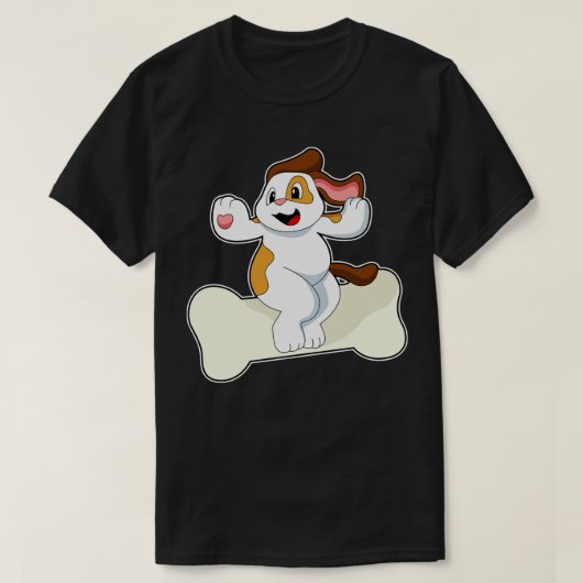 ボーン1を持つ犬 Tシャツ (デザイン正面)
