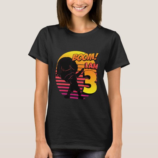 ボーン！3歳の誕生日おめでとう 3歳の誕生日パーティー Tシャツ (正面)