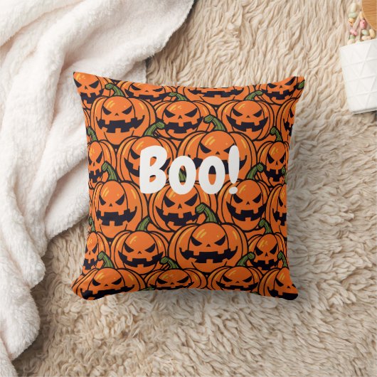 ボー不気味パンプキンジャックオランタンハロウィーン クッション (ブランケット)