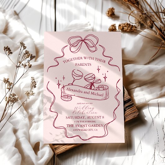 ボー予測できなド手書き結婚の 招待状