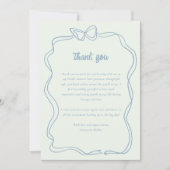 ボー名門私立校風のミントグリーンブルーブライダルシャワー サンキューカード (正面)