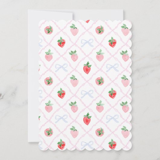 ボー名門私立校風の&ストロベリーファースト誕生日 招待状 (裏面)