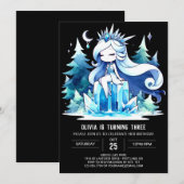 ボー威厳のあるープリンセス誕生日 招待状 (正面/裏面)