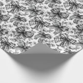 ボー市松模様にコケット黒白 ラッピングペーパー (角)