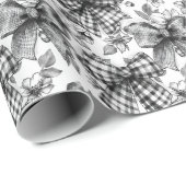 ボー市松模様にコケット黒白 ラッピングペーパー (ロールコーナー)