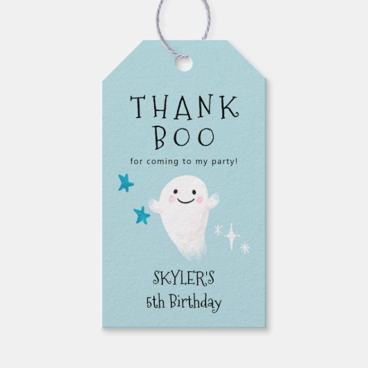ボー感謝してい |ハロウィーン少年の誕生日パーティー ギフトタグ (正面)