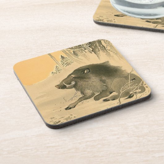 ボー日本のル絵画ズ豚の年〔占星術の〕十二宮図誕生日C コースター (左側)