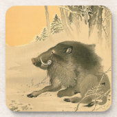 ボー日本のル絵画ズ豚の年〔占星術の〕十二宮図誕生日C コースター (正面)