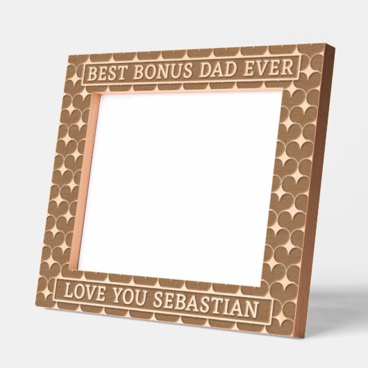 ボー最高のナスパパ常にハート愛の義父の名前 レーザー彫刻フレーム (左)
