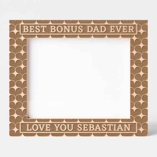 ボー最高のナスパパ常にハート愛の義父の名前 レーザー彫刻フレーム (正面)
