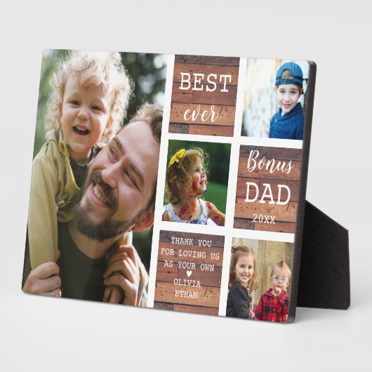 ボー最高のナスパパ父の日の木材4 Photo Collage フォトプラーク (側面)