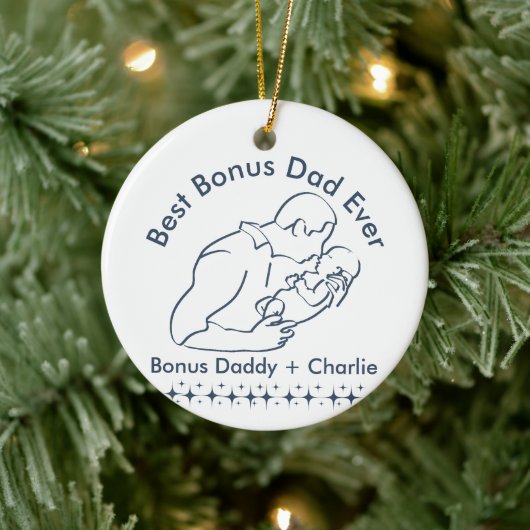 ボー最高のナスパパEver、ステップ父新生児1 – 写真 セラミックオーナメント (ツリー)