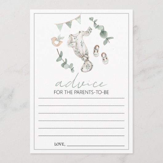 ボー男の赤ちゃん服シャワーアドバイスカード両親 アドバイスカード (正面)